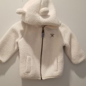 9 month fleece hooded zip up with eara